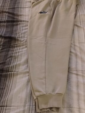 Puma Cream Joggers with Black Logo